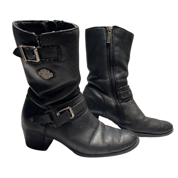 Harley-Davidson Black Combat Moto Boots with Heel Womens 8 - Picture 1 of 2